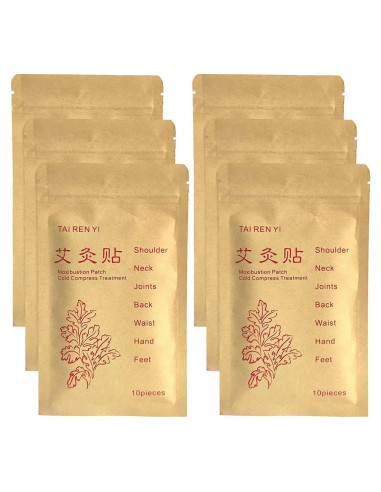 60 Parches de Moxibustión Autocalentables 7x10cm Alivio Dolor