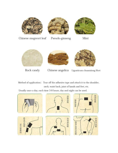 60 Parches de Moxibustión Autocalentables 7x10cm Alivio Dolor