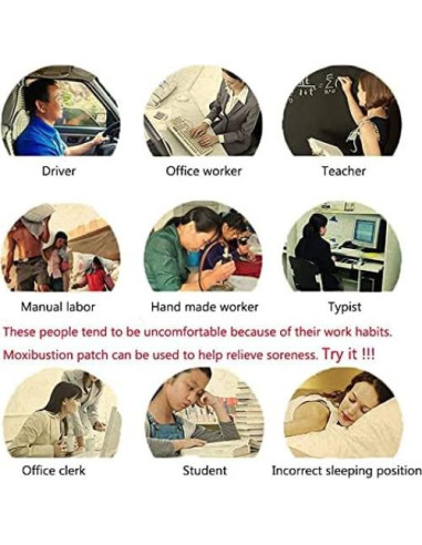 60 Parches de Moxibustión Autocalentables 7x10cm Alivio Dolor