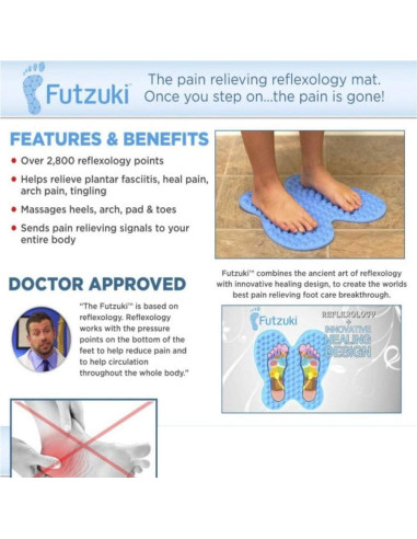 Alfombrilla de Reflexología Futzuki YZWDTGS 40x38 cm Azul