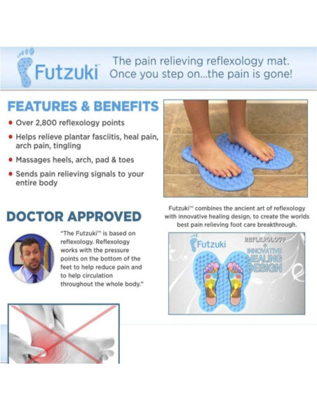 Alfombrilla de Reflexología Futzuki YZWDTGS 40x38 cm Azul