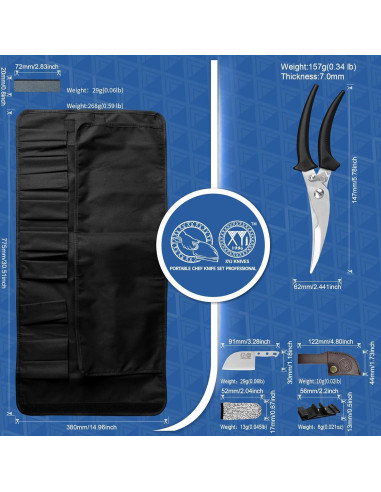 Conjunto de cuchillos de cocina XYJ 15 piezas con bloque magnético