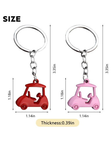 Llavero de Carro de Golf FALVFUN 2 Piezas Aleación Zinc Rojo