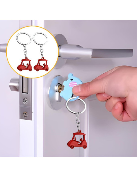 Llavero de Carro de Golf FALVFUN 2 Piezas Aleación Zinc Rojo