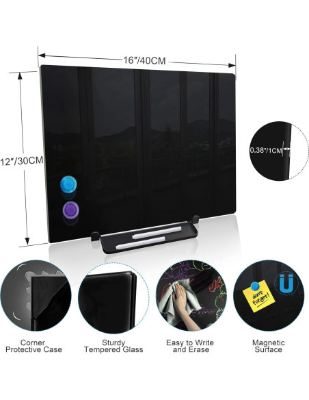 Caballete de vidrio magnético ZHIDIAN 40x30 cm para escritorio