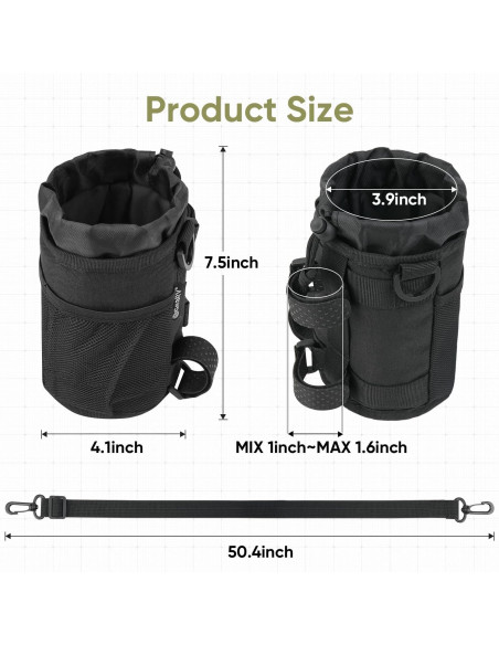 Soporte para Taza GEARV 2024 con Correa Ajustable Negro