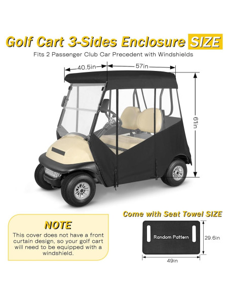 Cubierta para Carrito de Golf SANXIACAR 2 Pasajeros Negra