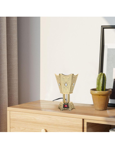 Quemador de Incienso Eléctrico Cabilock Dorado 390g Estilo Medio Oriente