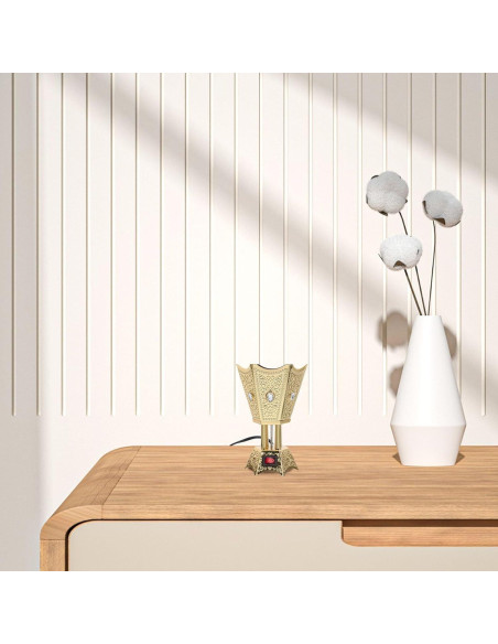 Quemador de Incienso Eléctrico Cabilock Dorado 390g Estilo Medio Oriente