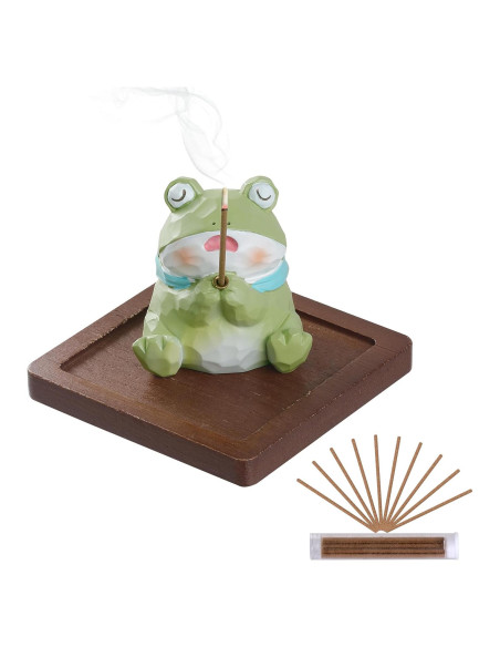 Soporte de Incienso Lionpower Rana con Bandeja de Madera