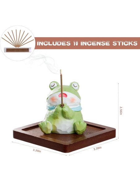 Soporte de Incienso Lionpower Rana con Bandeja de Madera