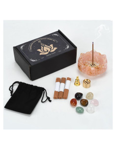 Juego de Soporte de Incienso YGFRSTO Loto Rosa 8x8 cm