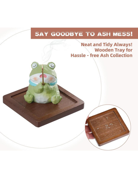 Soporte de Incienso Lionpower Rana con Bandeja de Madera