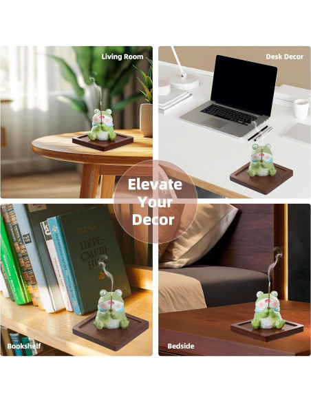 Soporte de Incienso Lionpower Rana con Bandeja de Madera
