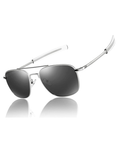 Gafas de sol aviador TR90 polarizadas UV400 marco metal gris