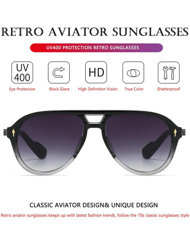 Gafas de Sol AIEYEZO Aviador Retro UV400 Unisex
