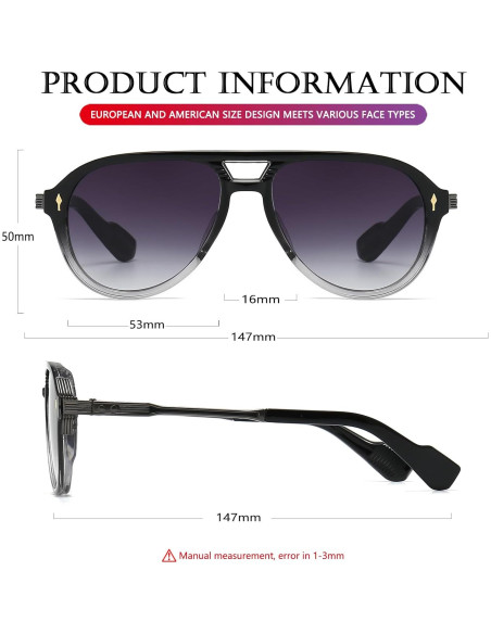 Gafas de Sol AIEYEZO Aviador Retro UV400 Unisex