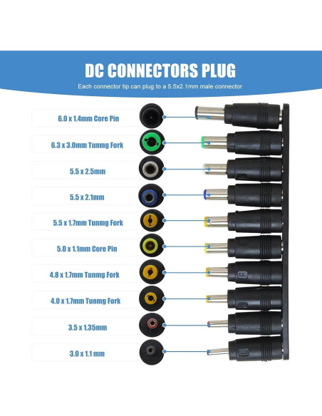 Kit 34 Enchufes Universales DC MUNTICO 5.5x2.1mm para Laptop