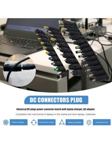 Kit 34 Enchufes Universales DC MUNTICO 5.5x2.1mm para Laptop