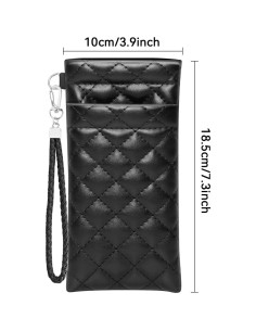 Estuche Doble para Gafas de Cuero Negro con Cierre Seguro 2