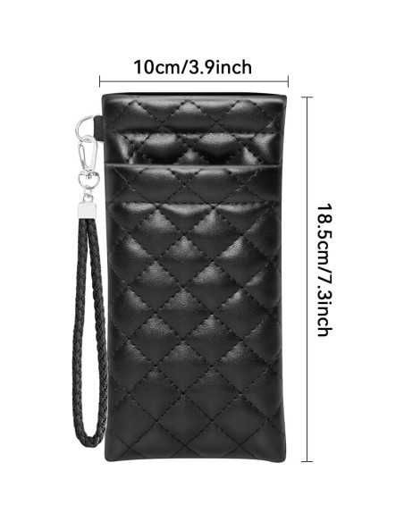 Estuche Doble para Gafas de Cuero Negro con Cierre Seguro