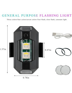 Luces Estroboscópicas LED FSTURIOS 2PCS Carga USB 7 Colores 2