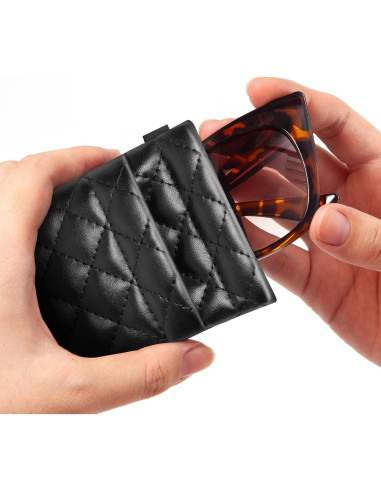 Estuche Doble para Gafas de Cuero Negro con Cierre Seguro