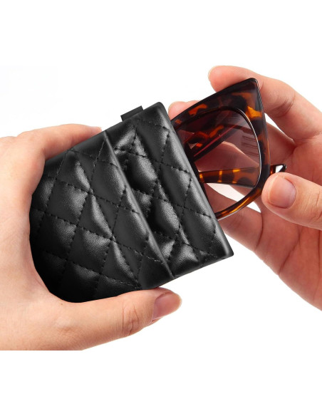 Estuche Doble para Gafas de Cuero Negro con Cierre Seguro