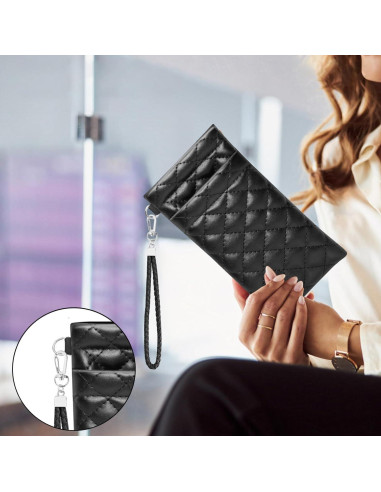 Estuche Doble para Gafas de Cuero Negro con Cierre Seguro