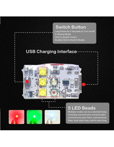 Luz Estroboscópica para Drones HENWAFX, LED Multicolor, 1Pcs