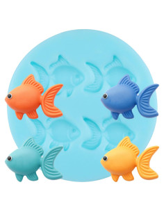 Molde de Silicona Fondant Pez Goldfish Azul 7.69cm