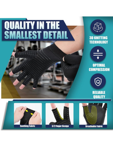 Guantes de Artritis de Cobre DRNAIETY - Compresión Sin Dedos S