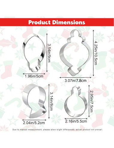 Juego de Cortadores de Galletas Navideñas Heyiminy 4 Piezas