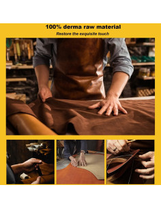 Monedero de Cuero Genuino LFWATAXY Marrón 6.1x10.9cm 2