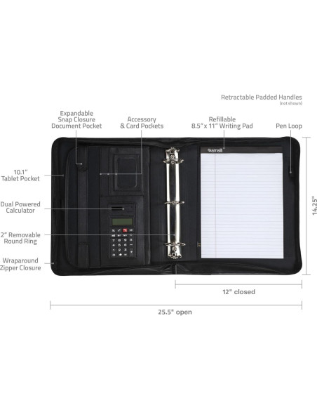 Padfolio Profesional Samsill con Cremallera y Funda para Tableta 10.1"