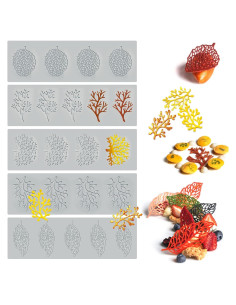 5 Moldes de Silicona para Hornear Hojas SanZaoGang 3D