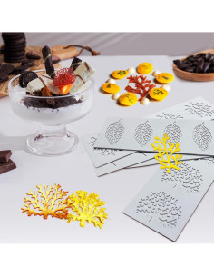 5 Moldes de Silicona para Hornear Hojas SanZaoGang 3D 2