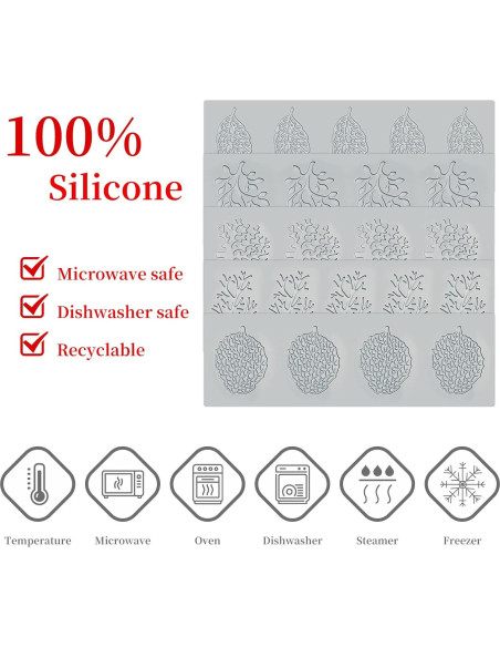 5 Moldes de Silicona para Hornear Hojas SanZaoGang 3D