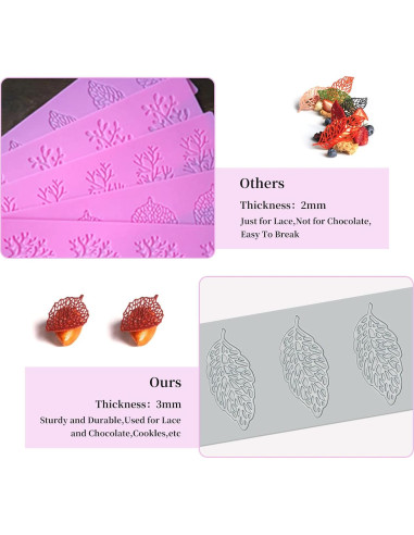 5 Moldes de Silicona para Hornear Hojas SanZaoGang 3D