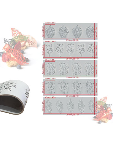 5 Moldes de Silicona para Hornear Hojas SanZaoGang 3D