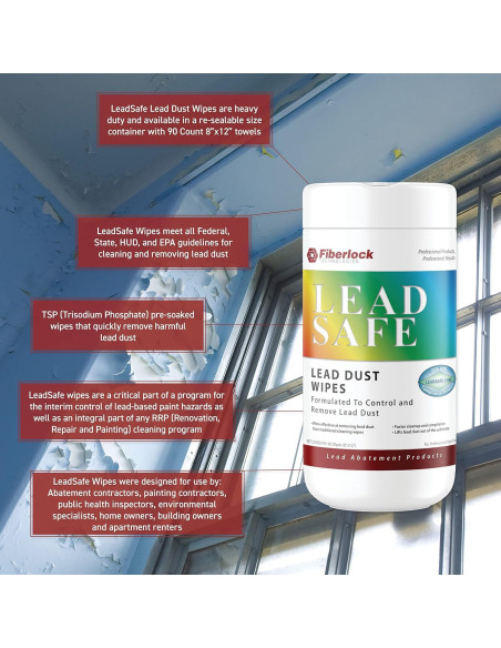 Toallitas Fiberlock LeadSafe para polvo de plomo, 90 unidades