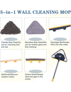 Mopa Limpiadora de Pared Hiitytin 5-en-1 con Mango Ajustable 200 cm 2