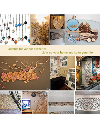 Rodajas de Madera Natural 100Pcs 1.5-2.5cm para Manualidades