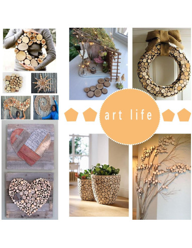 Rodajas de Madera Natural 100Pcs 1.5-2.5cm para Manualidades