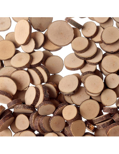 Rodajas de Madera Natural 100Pcs 1.5-2.5cm para Manualidades