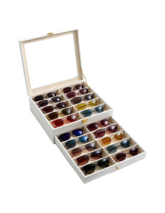 Organizador de Gafas de Sol Luckybell 20 Compartimentos Cuero PU