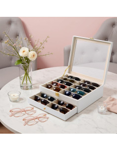 Organizador de Gafas de Sol Luckybell 20 Compartimentos Cuero PU 2