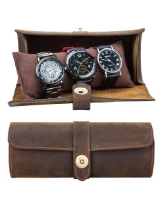 Estuche de Reloj de Cuero Genuino Acidea para 3 Relojes