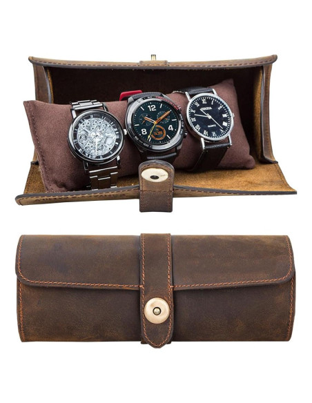 Estuche de Reloj de Cuero Genuino Acidea para 3 Relojes