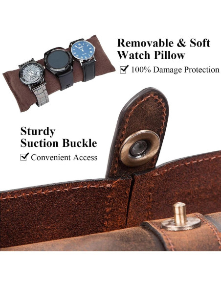 Estuche de Reloj de Cuero Genuino Acidea para 3 Relojes